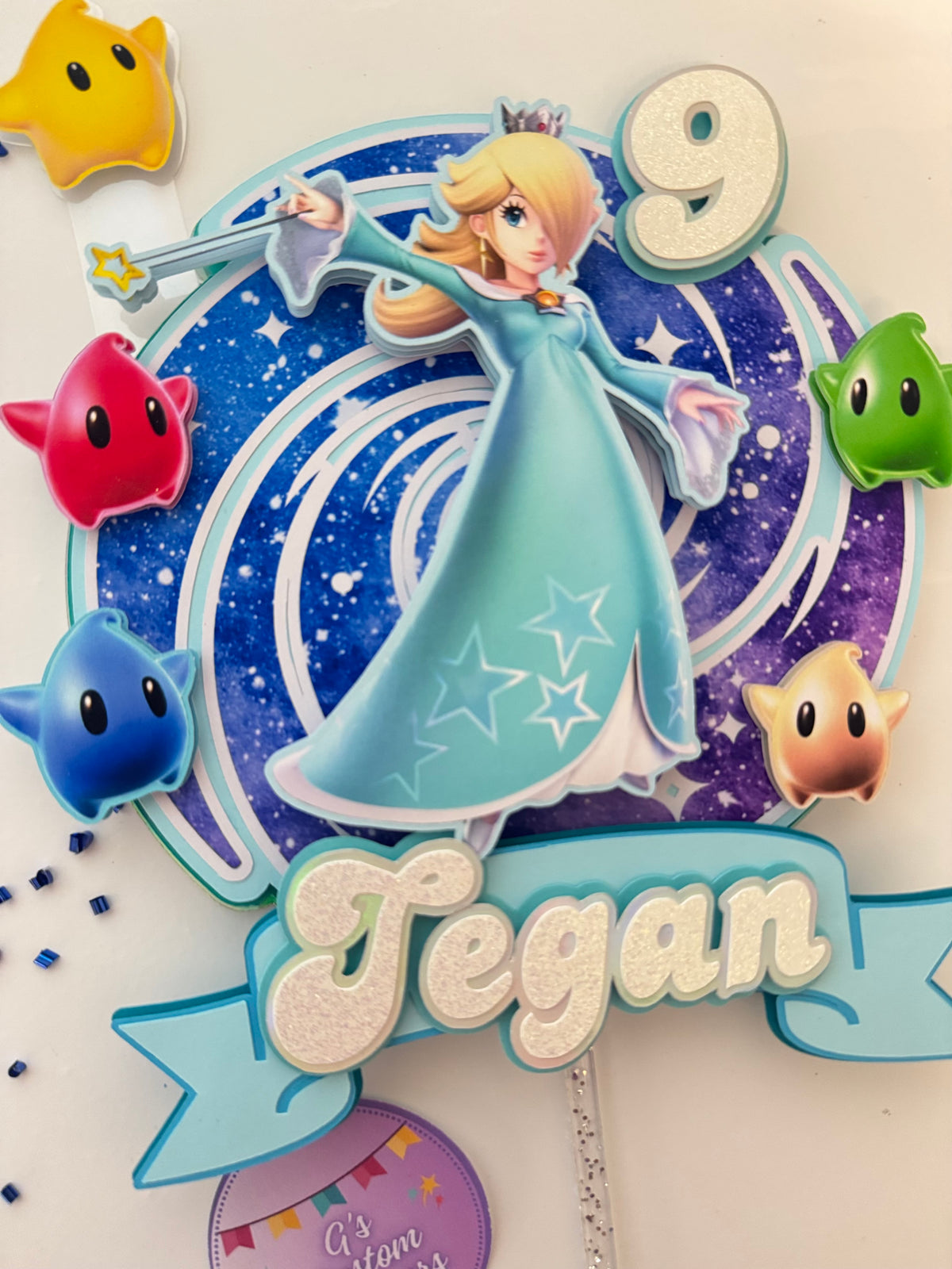 Teal Princess Video Game Cake Topper