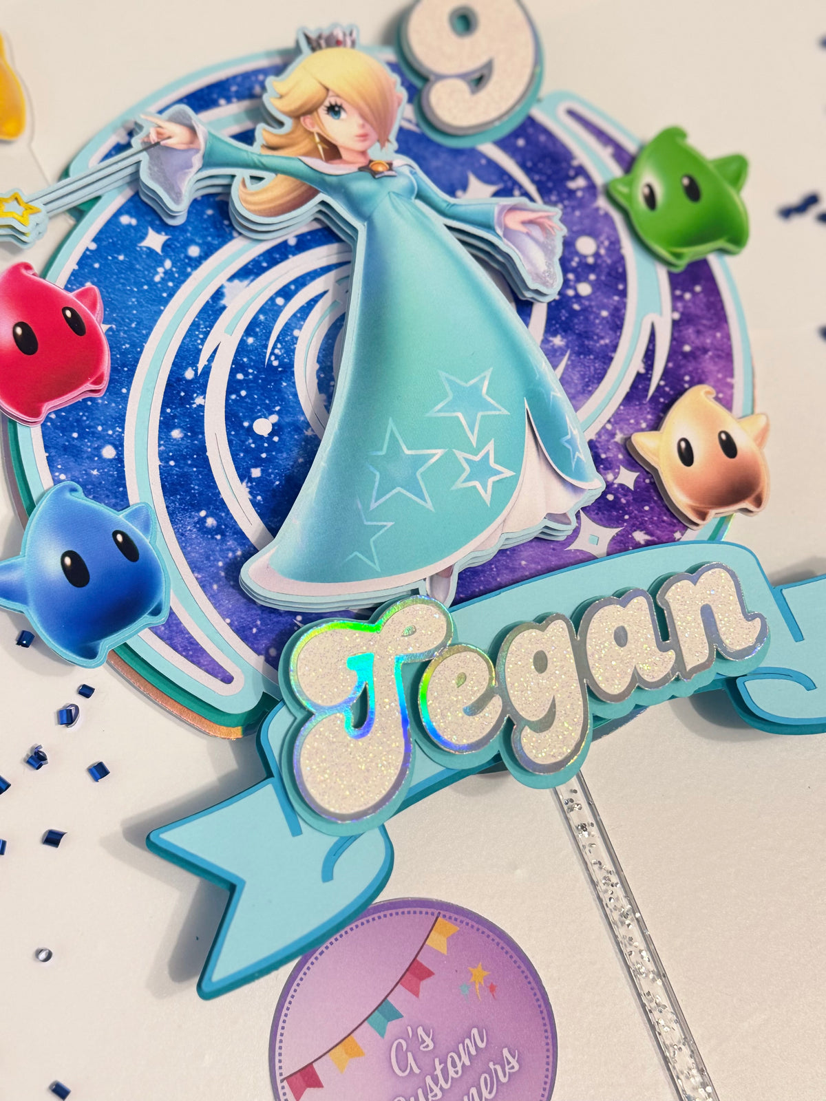 Teal Princess Video Game Cake Topper