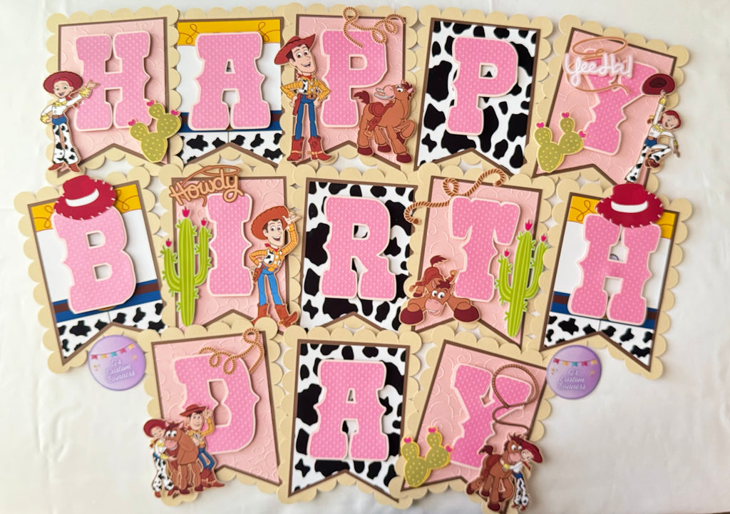 Cowgirl Happy Birthday Banner