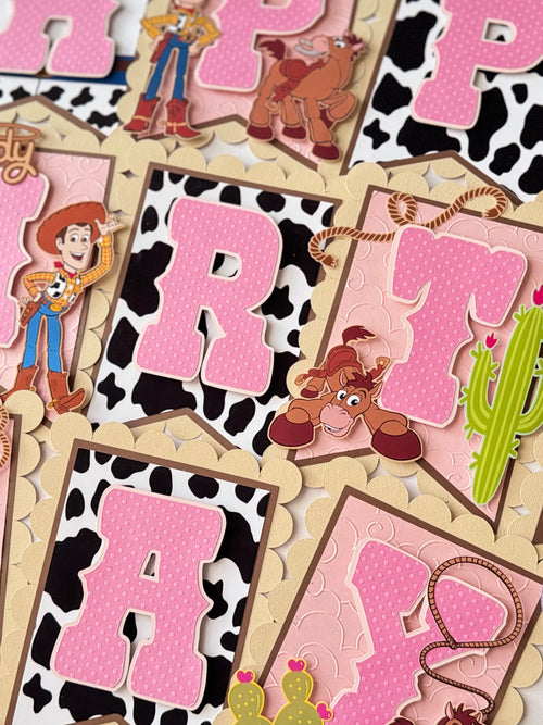 Cowgirl Happy Birthday Banner