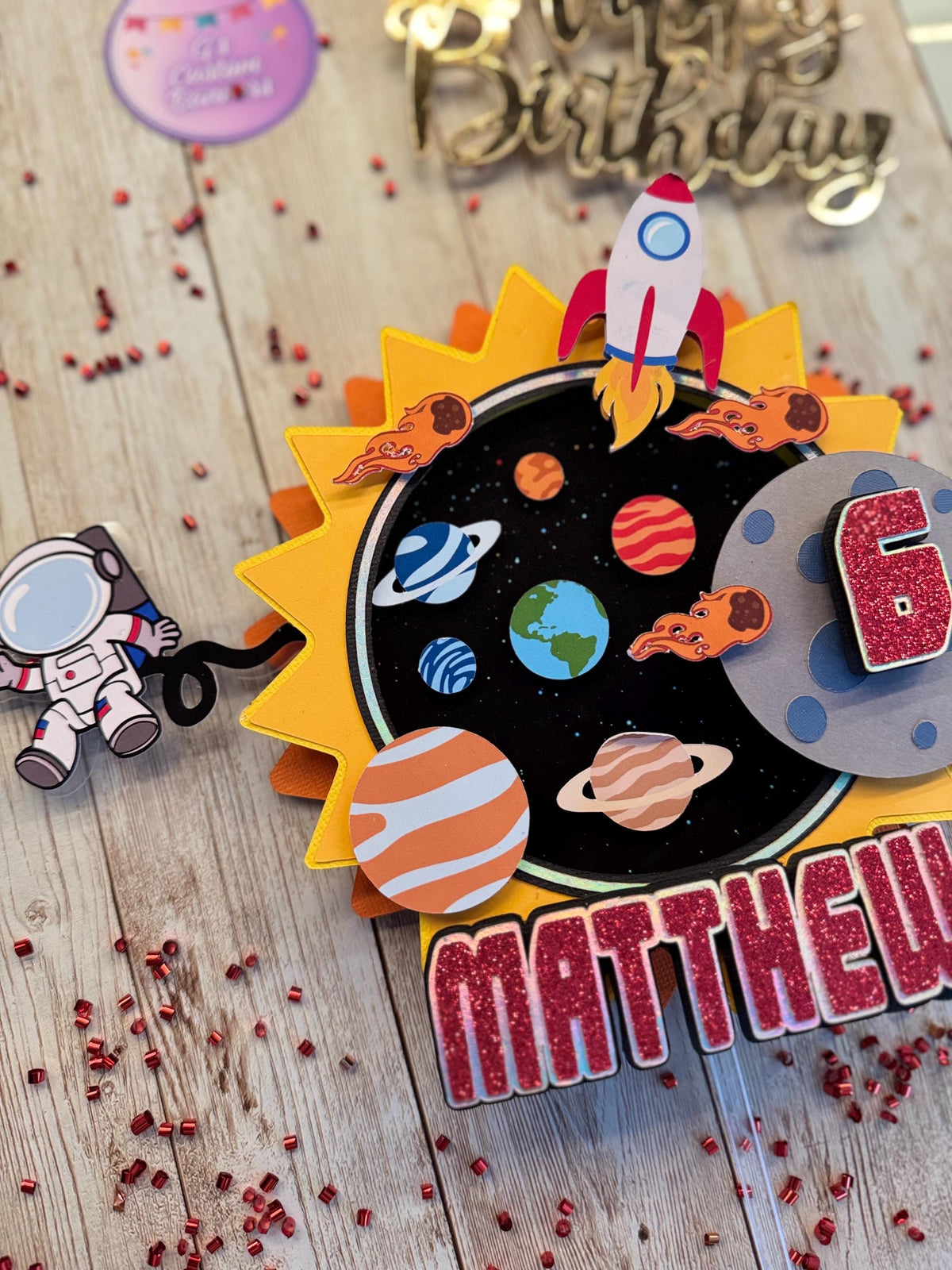 Outer Space Cake Topper, 3D Cake Topper, Outer Space Birthday, Planets Cake Topper