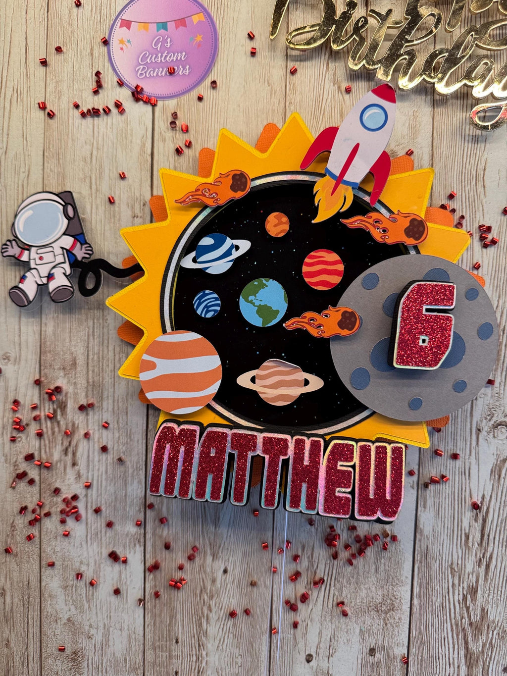 Outer Space Cake Topper, 3D Cake Topper, Outer Space Birthday, Planets Cake Topper