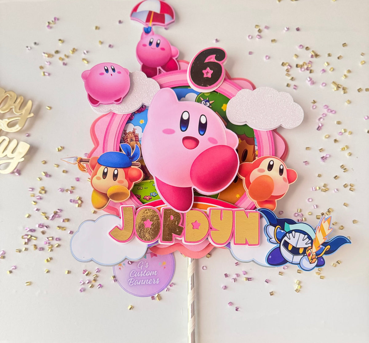 Pink Puffball Cake Topper