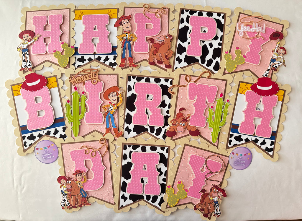Cowgirl Happy Birthday Banner