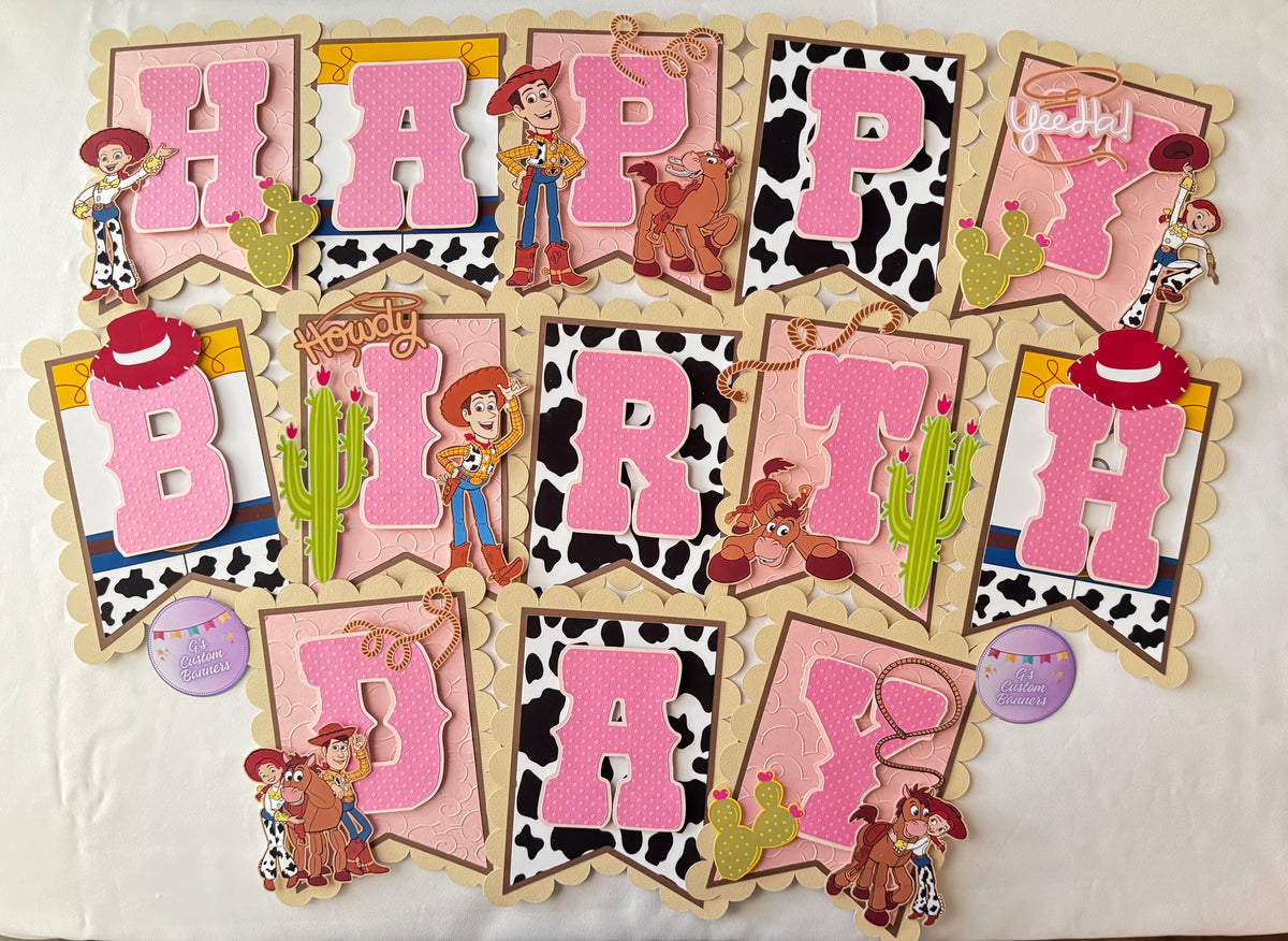 Cowgirl Happy Birthday Banner