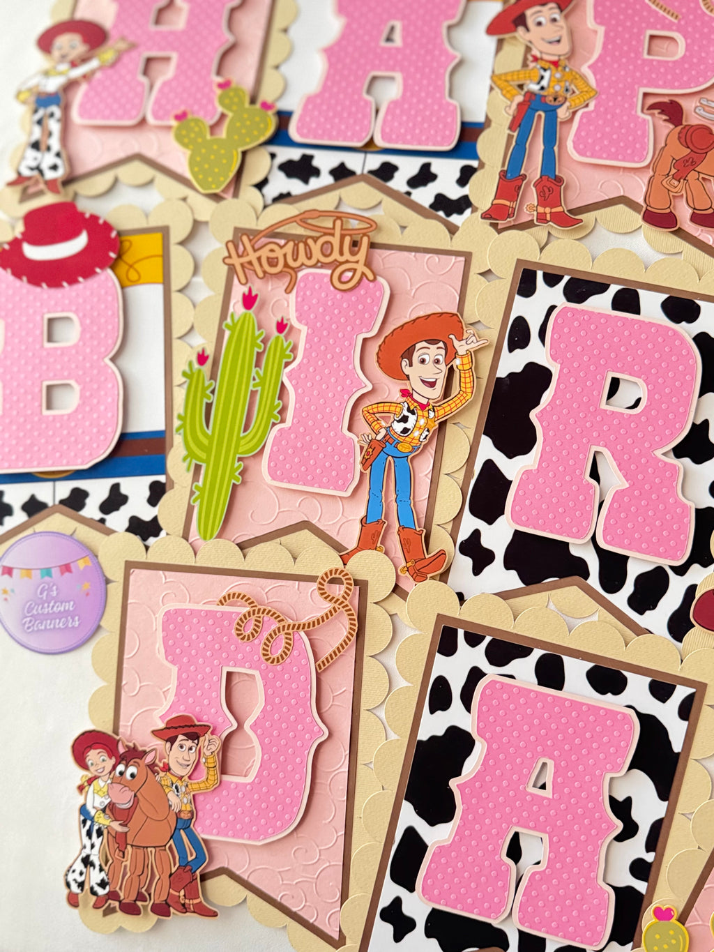 Cowgirl Happy Birthday Banner