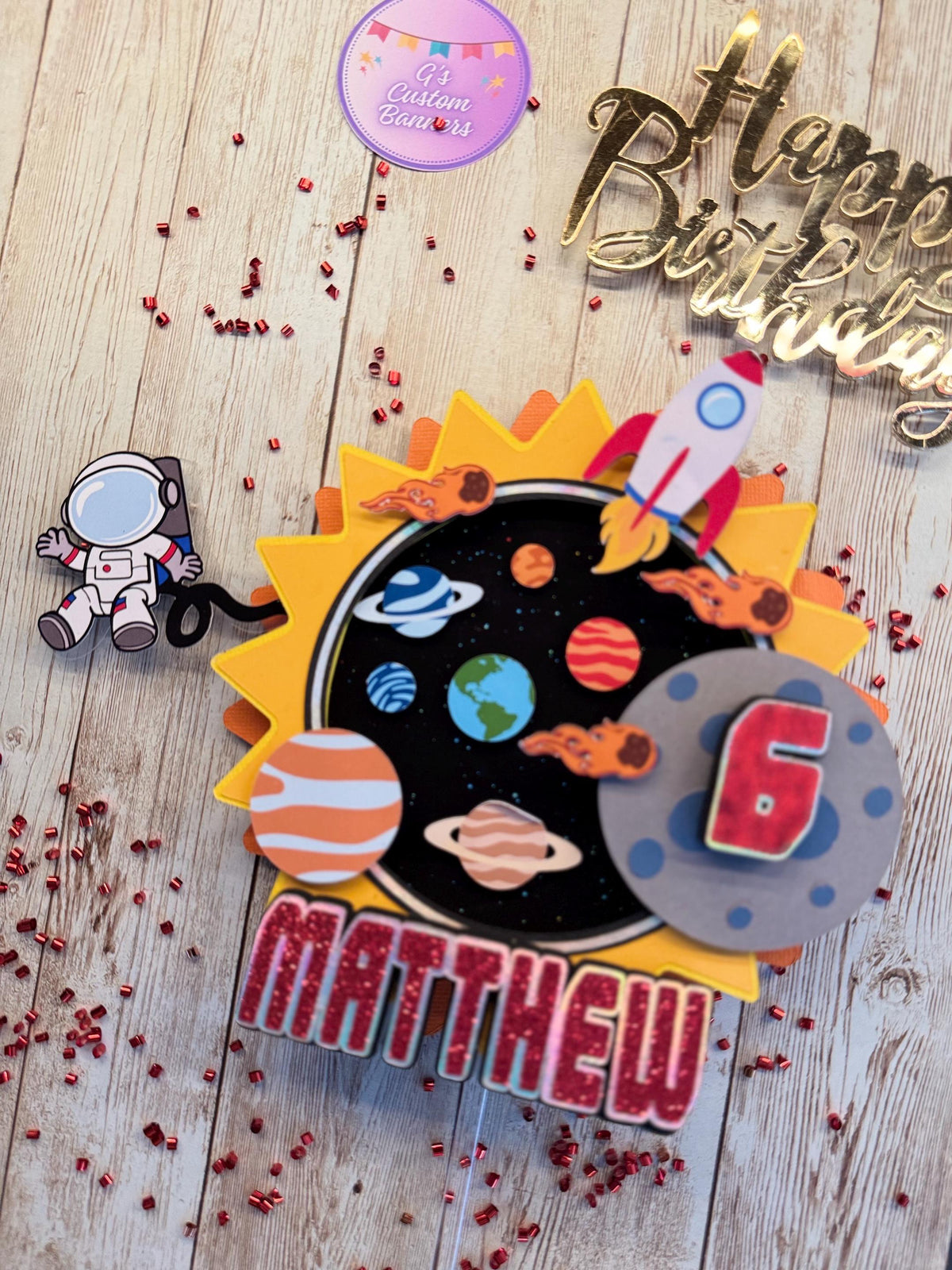 Outer Space Cake Topper, 3D Cake Topper, Outer Space Birthday, Planets Cake Topper